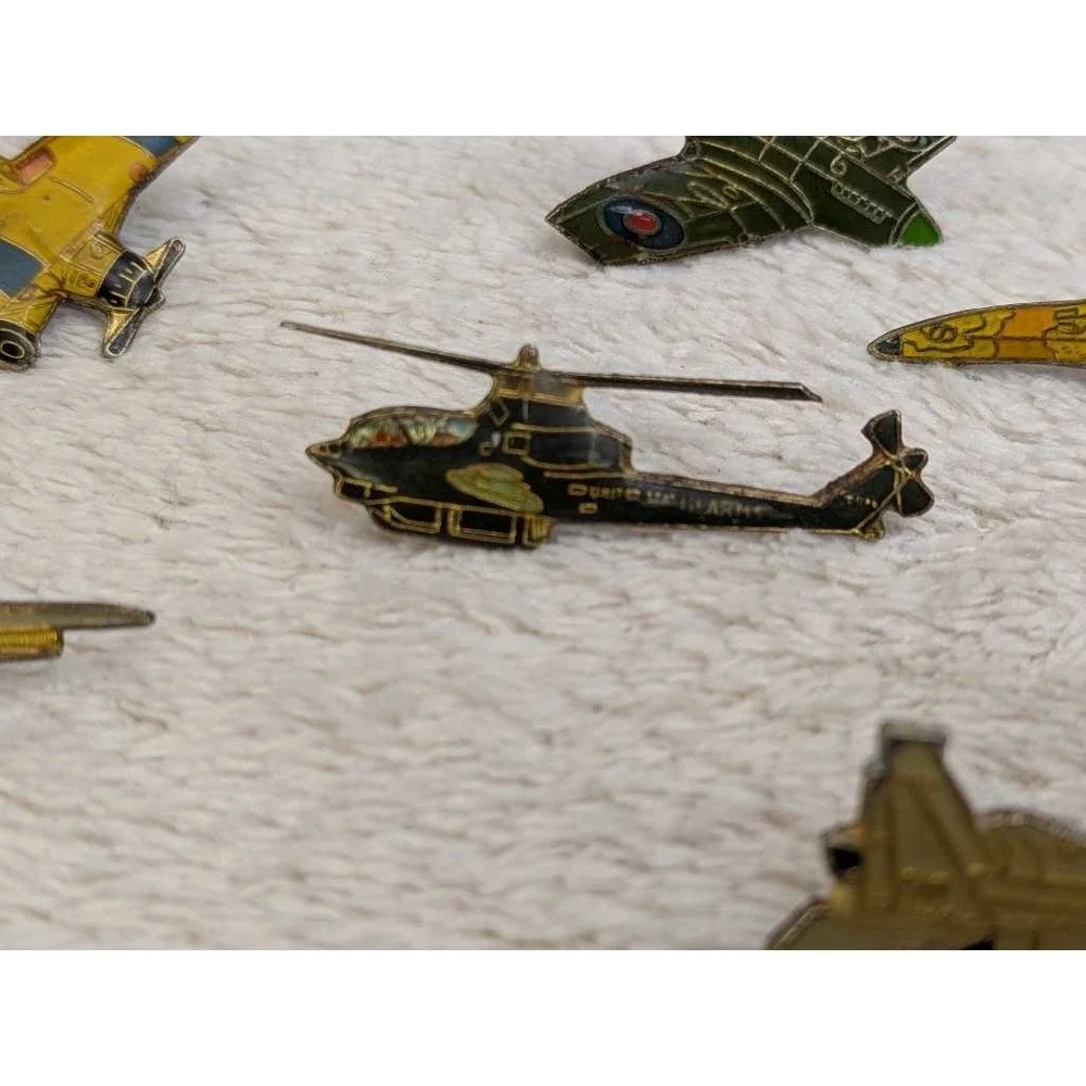 Lot‎ of 6 Vintage Aircraft Pins - Fighter Jet Helicopter Biplane Military